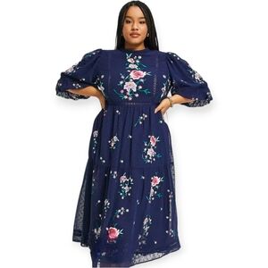 ASOS | Dresses | Asos Design Curve High Neck Textured Embroidered Midi Dress With Lace Trim Navy | Poshmark ASOS | Dresses | Asos Design Curve High Neck Textured Embroidered Midi Dress With Lace Trim Navy | Poshmark